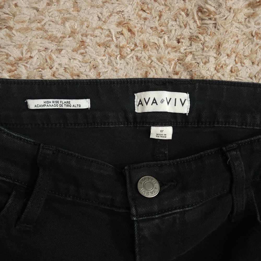 Ava & Viv Flare‎ Jeans Women 17 Black High Rise Stretch Denim Plus Size